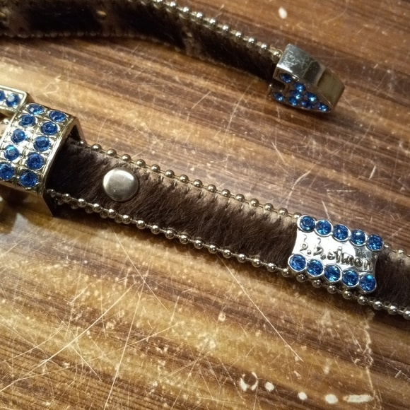 B.B.Simon blue crystals faux hide belt XL 39\